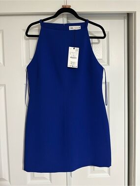 Zara Cobalt Blue Halter Mini Dress